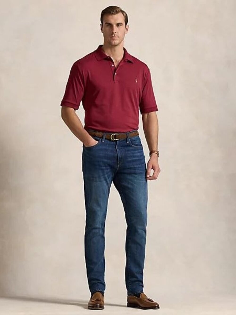 $125 Polo Ralph Lauren Soft Cotton Polo Shirt Red Size 3LT